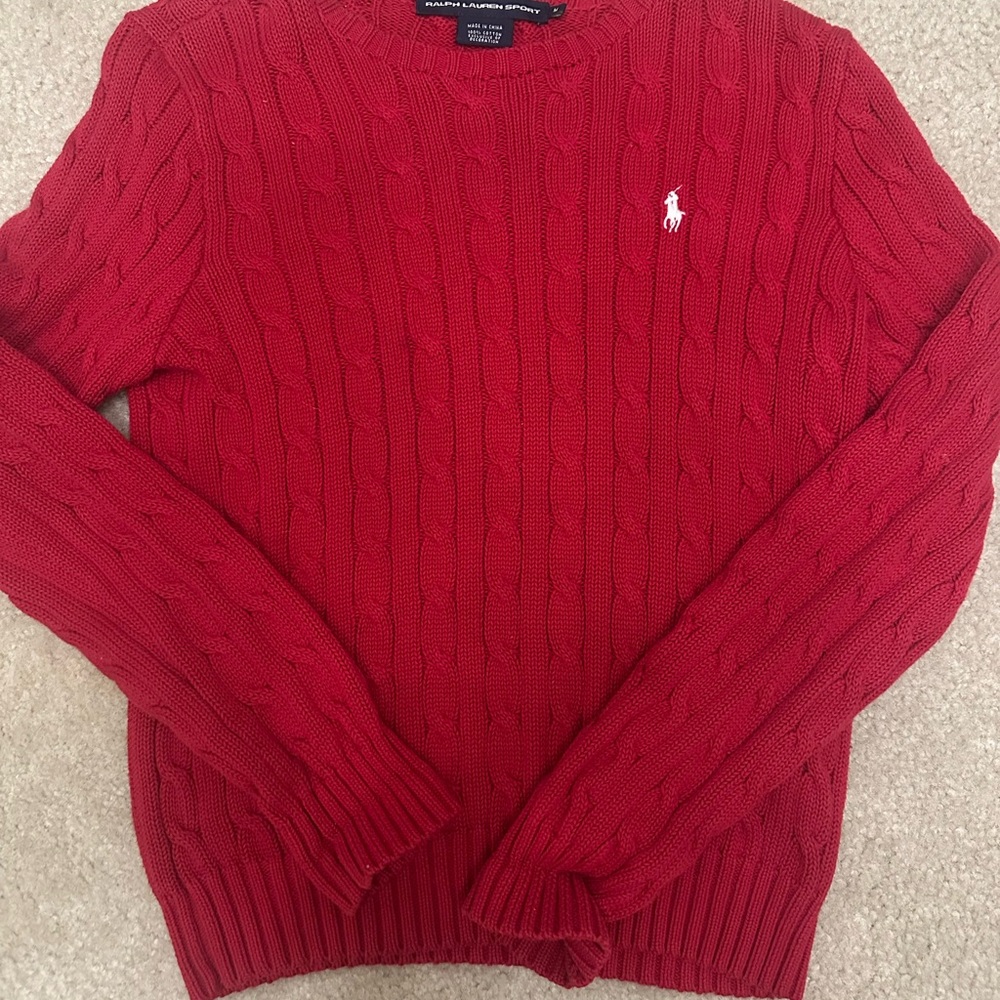 Polo by Ralph Lauren Red Cable Knit Sweater